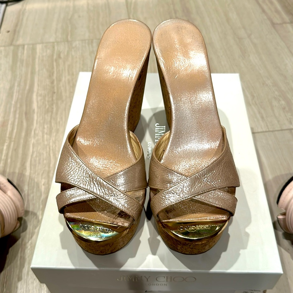 Jimmy Choo champagne wedge size 38